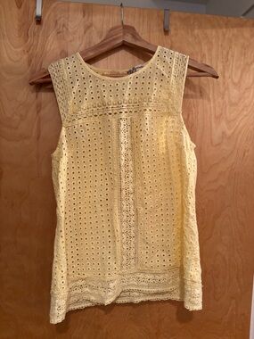 Eyelet Lace Sleeveless Camisole in Soft Yellow, 100% cotton